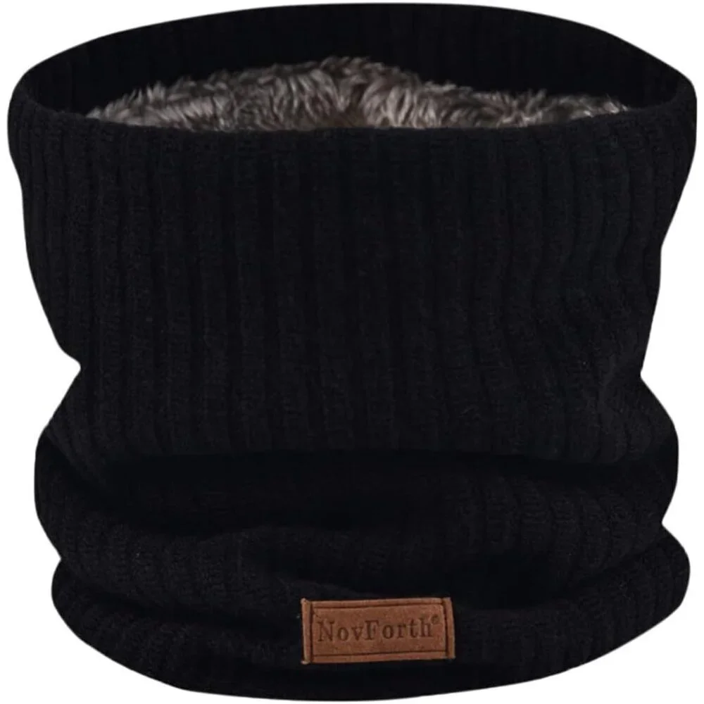 Men's Black 1 Winter Ski Neck Gaiter Face Scarf Fleece Lined Windproof Scarves
